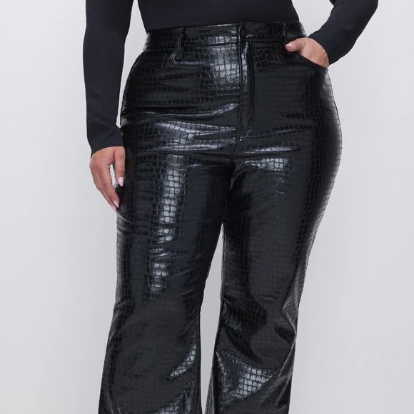 GOOD LEGS FLARE FAUX LEATHER PANTS sz 18 - Picture 1 of 9